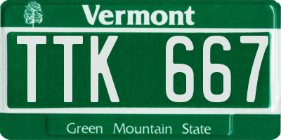 VT license plate TTK667