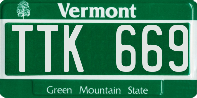 VT license plate TTK669