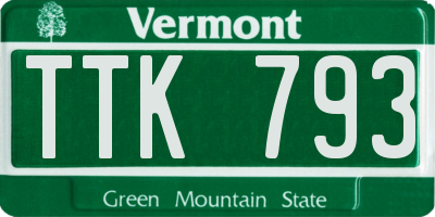 VT license plate TTK793
