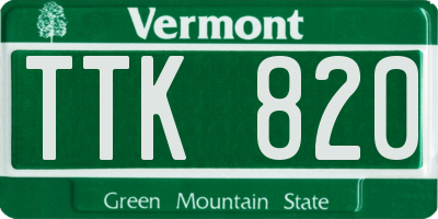 VT license plate TTK820
