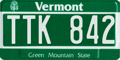 VT license plate TTK842
