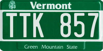 VT license plate TTK857