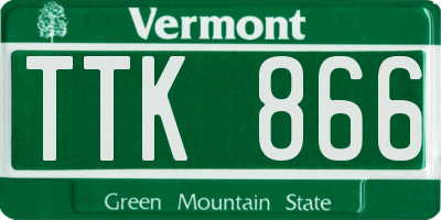 VT license plate TTK866