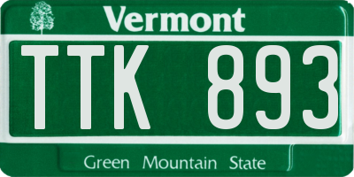 VT license plate TTK893