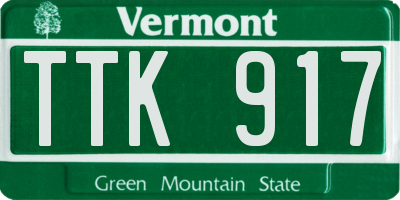 VT license plate TTK917
