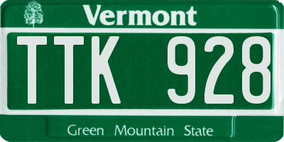 VT license plate TTK928