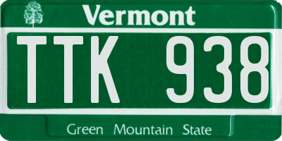 VT license plate TTK938