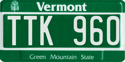 VT license plate TTK960