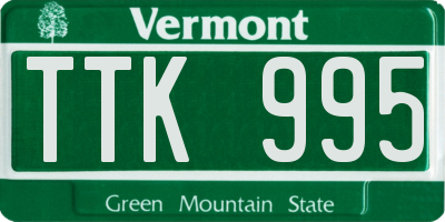 VT license plate TTK995