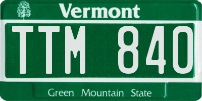 VT license plate TTM840