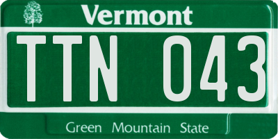 VT license plate TTN043