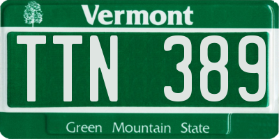 VT license plate TTN389