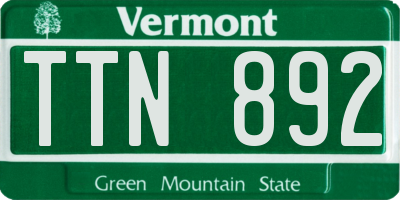 VT license plate TTN892