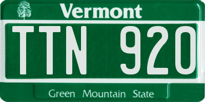 VT license plate TTN920