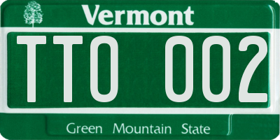 VT license plate TTO002