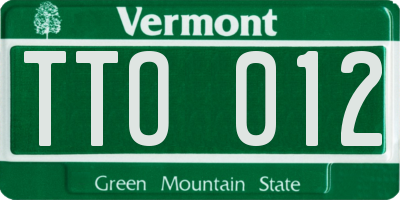 VT license plate TTO012