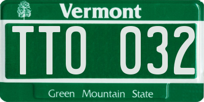 VT license plate TTO032