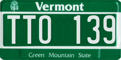 VT license plate TTO139