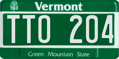 VT license plate TTO204