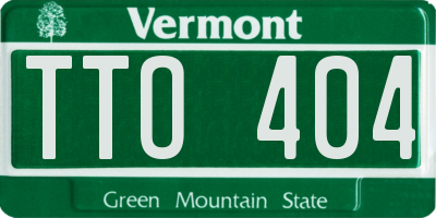 VT license plate TTO404