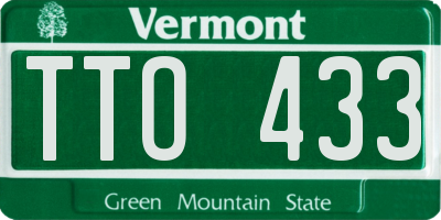 VT license plate TTO433