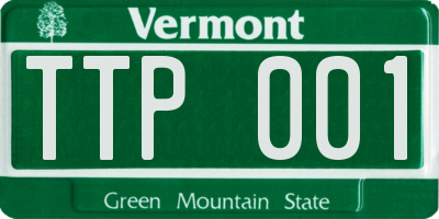 VT license plate TTP001