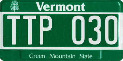 VT license plate TTP030