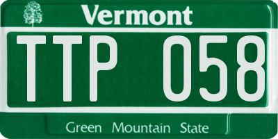 VT license plate TTP058
