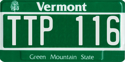 VT license plate TTP116