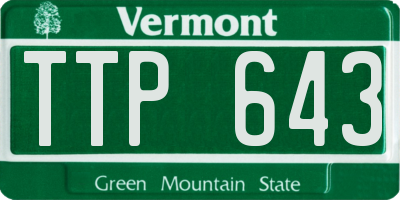 VT license plate TTP643