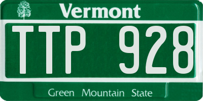 VT license plate TTP928