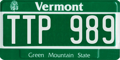 VT license plate TTP989