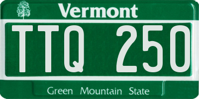 VT license plate TTQ250