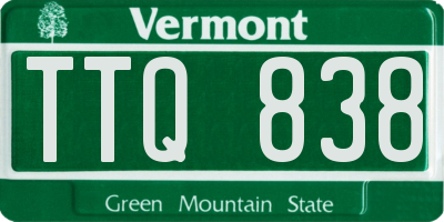 VT license plate TTQ838