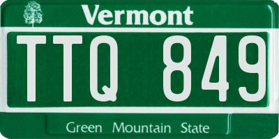 VT license plate TTQ849