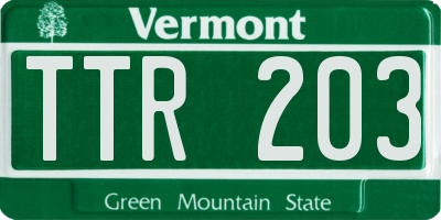 VT license plate TTR203