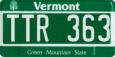 VT license plate TTR363