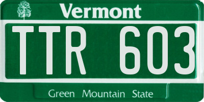 VT license plate TTR603