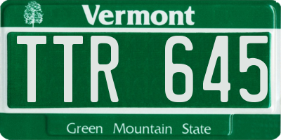 VT license plate TTR645