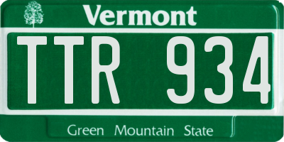 VT license plate TTR934