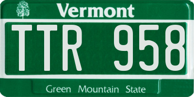 VT license plate TTR958