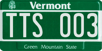 VT license plate TTS003
