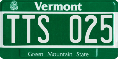 VT license plate TTS025