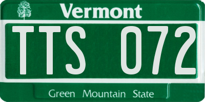 VT license plate TTS072