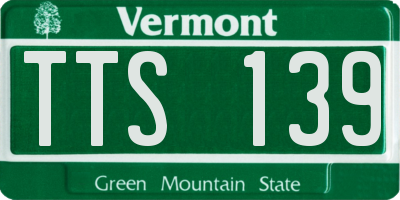 VT license plate TTS139