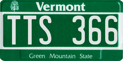 VT license plate TTS366