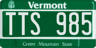 VT license plate TTS985