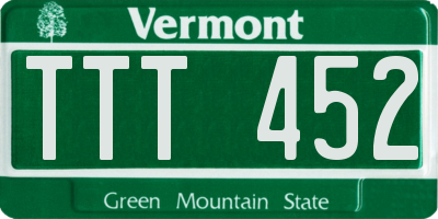 VT license plate TTT452