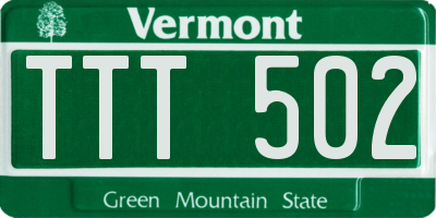 VT license plate TTT502