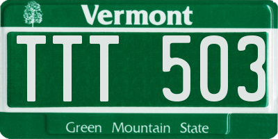 VT license plate TTT503